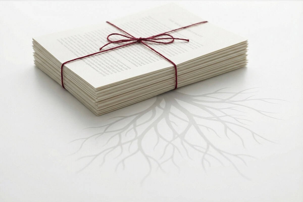 Digital publishing growth represented by a structured stack of editorial pages with subtle foundation beneath