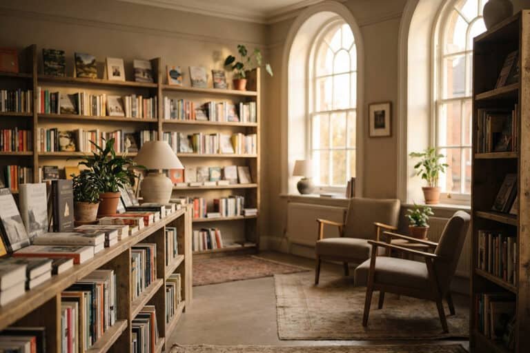 smaller websites concept represented by a small independent bookshop interior