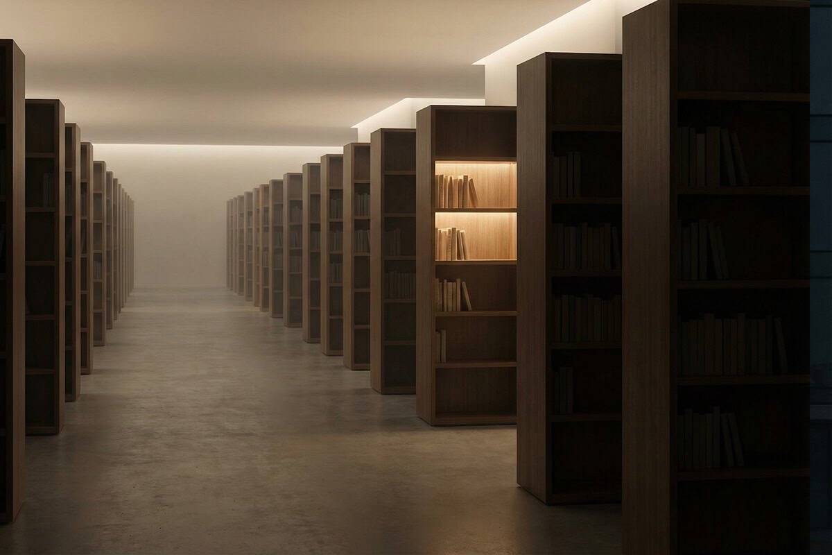 Library shelves symbolising web discovery culture and finding valuable websites online.