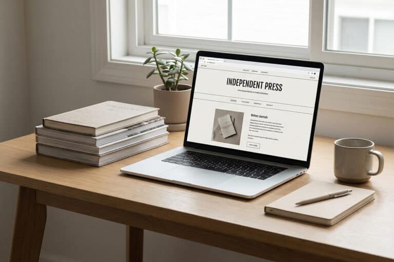 Trustworthy websites shown in a calm independent publishing workspace