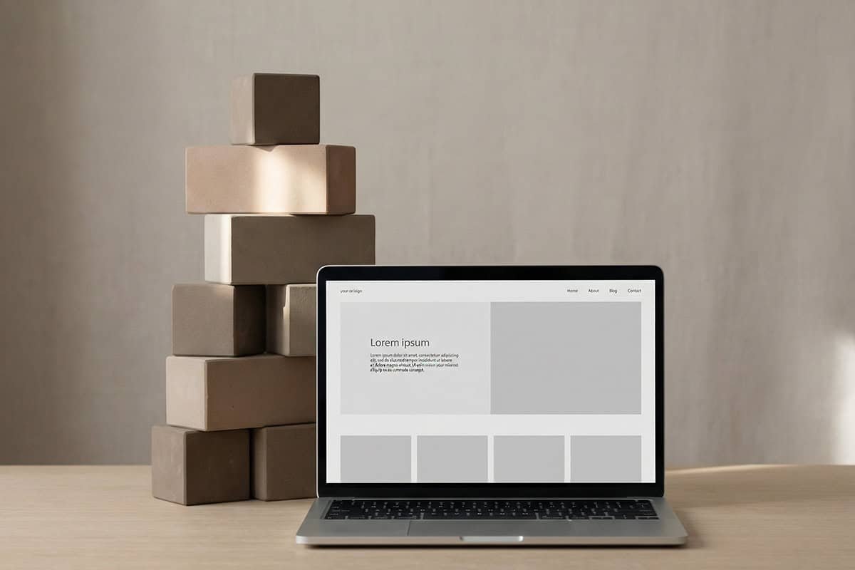 websites fail to build authority concept shown by highlighted block and fully visible realistic laptop displaying a website, representing credibility and trust in digital publishing