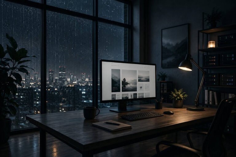 Website clarity concept represented by a focused digital workspace with a clean monitor setup and minimalist environment